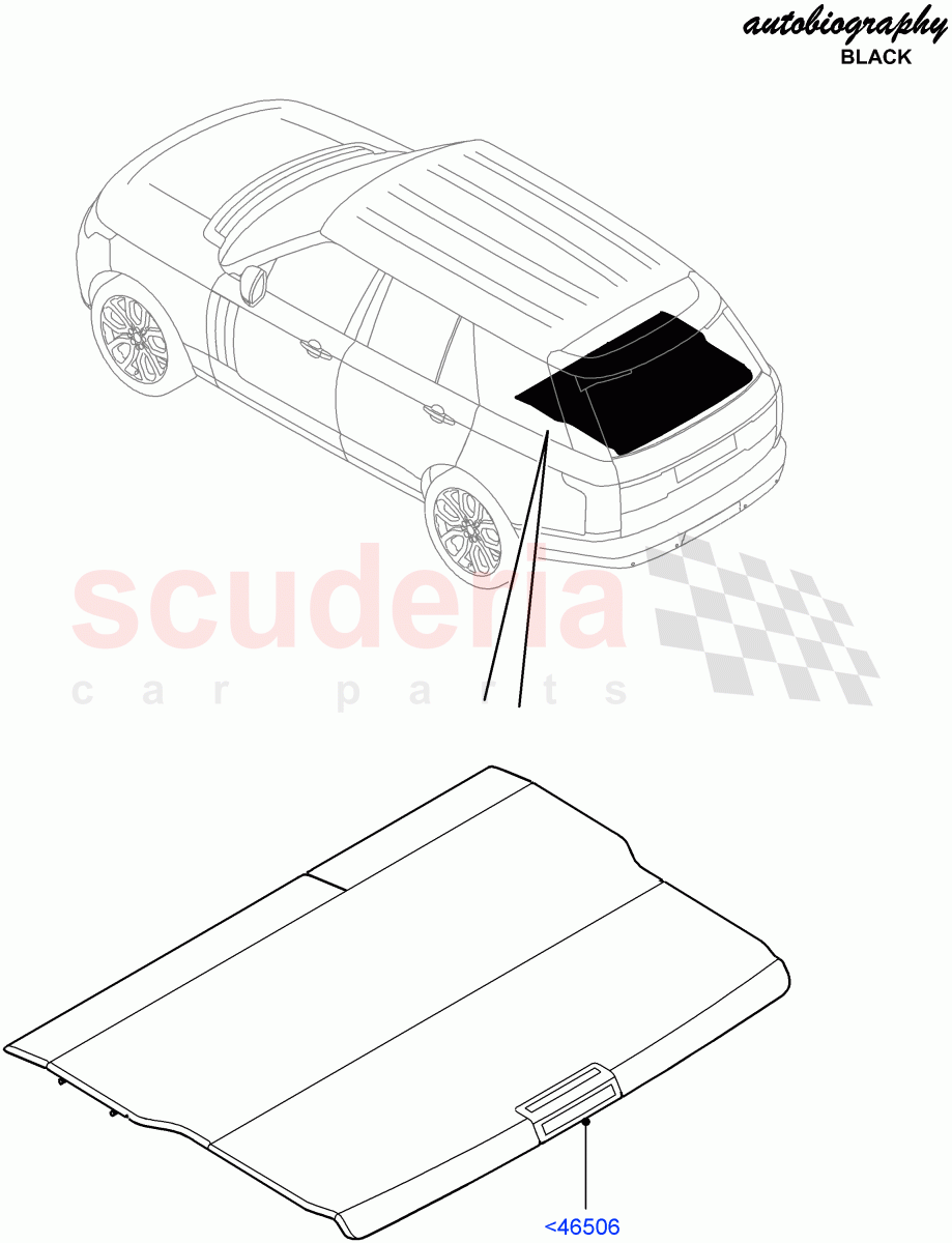 Load Compartment Trim(Package Tray, Autobiography Black / SV Autobiography, Upper)(Limited Package,40/20/40 Super Slouch Rear Seat,Less Version Package,With 2 Rear Small Individual Seats,With 40/40 Split Individual Rr Seat)((V)FROMEA000001) of Land Rover Land Rover Range Rover (2012-2021) [3.0 I6 Turbo Petrol AJ20P6]