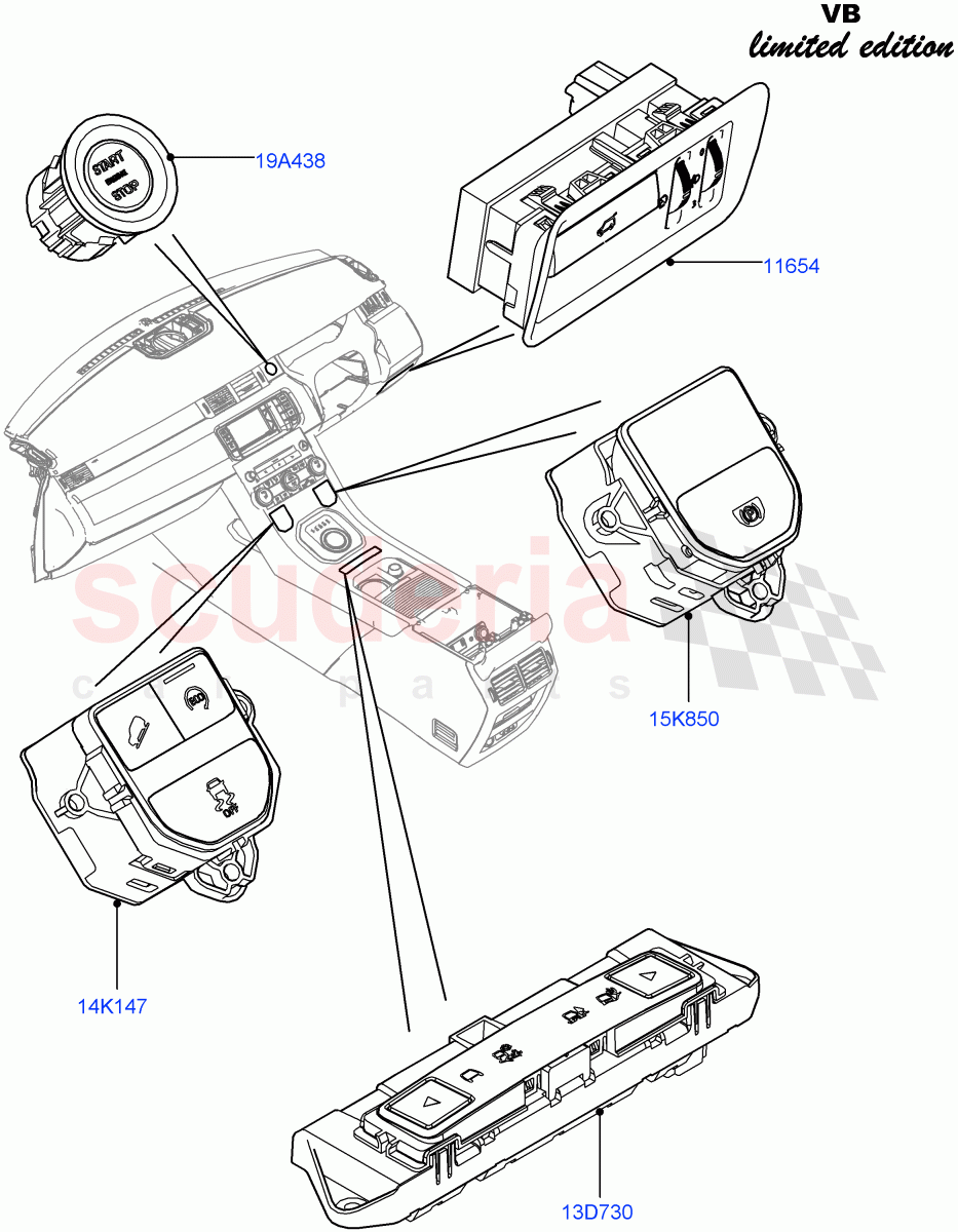 Switches(Facia And Console)(Victoria Beckham Limited Edition,Halewood (UK)) of Land Rover Land Rover Range Rover Evoque (2012-2018) [2.0 Turbo Diesel]