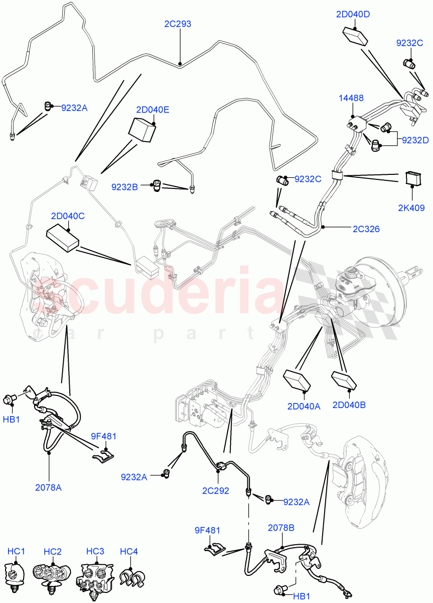 Front Brake Pipes(With Petrol Engines,8 Speed Auto Trans ZF 8HP45,LHD,8 Speed Auto Trans ZF 8HP70 4WD,8 Speed Auto Trans ZF 8HP76) of Land Rover Land Rover Range Rover Sport (2014+) [2.0 Turbo Diesel]