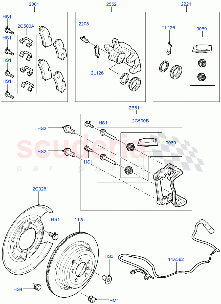 Rear Brake Discs And Calipers(4.4L DOHC DITC V8 Diesel,5.0L OHC SGDI SC V8 Petrol - AJ133)((V)FROMAA000001) of Land Rover Land Rover Range Rover (2010-2012) [4.4 DOHC Diesel V8 DITC]