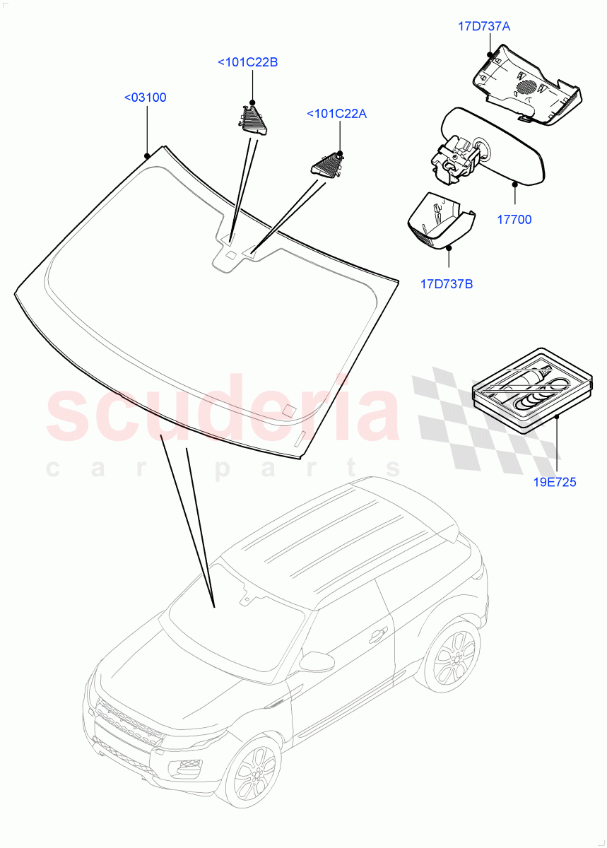 Windscreen/Inside Rear View Mirror(Changsu (China))((V)FROMGG134738) of Land Rover Land Rover Range Rover Evoque (2012-2018) [2.0 Turbo Petrol AJ200P]