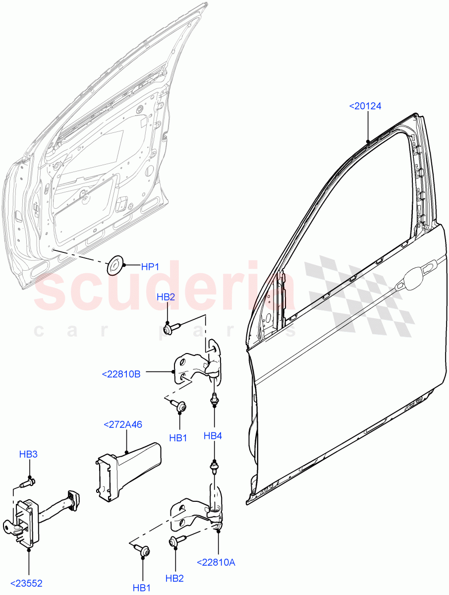 Front Doors, Hinges & Weatherstrips(Door Assembly And Hinges)(Halewood (UK)) of Land Rover Land Rover Discovery Sport (2015+) [2.0 Turbo Petrol AJ200P]