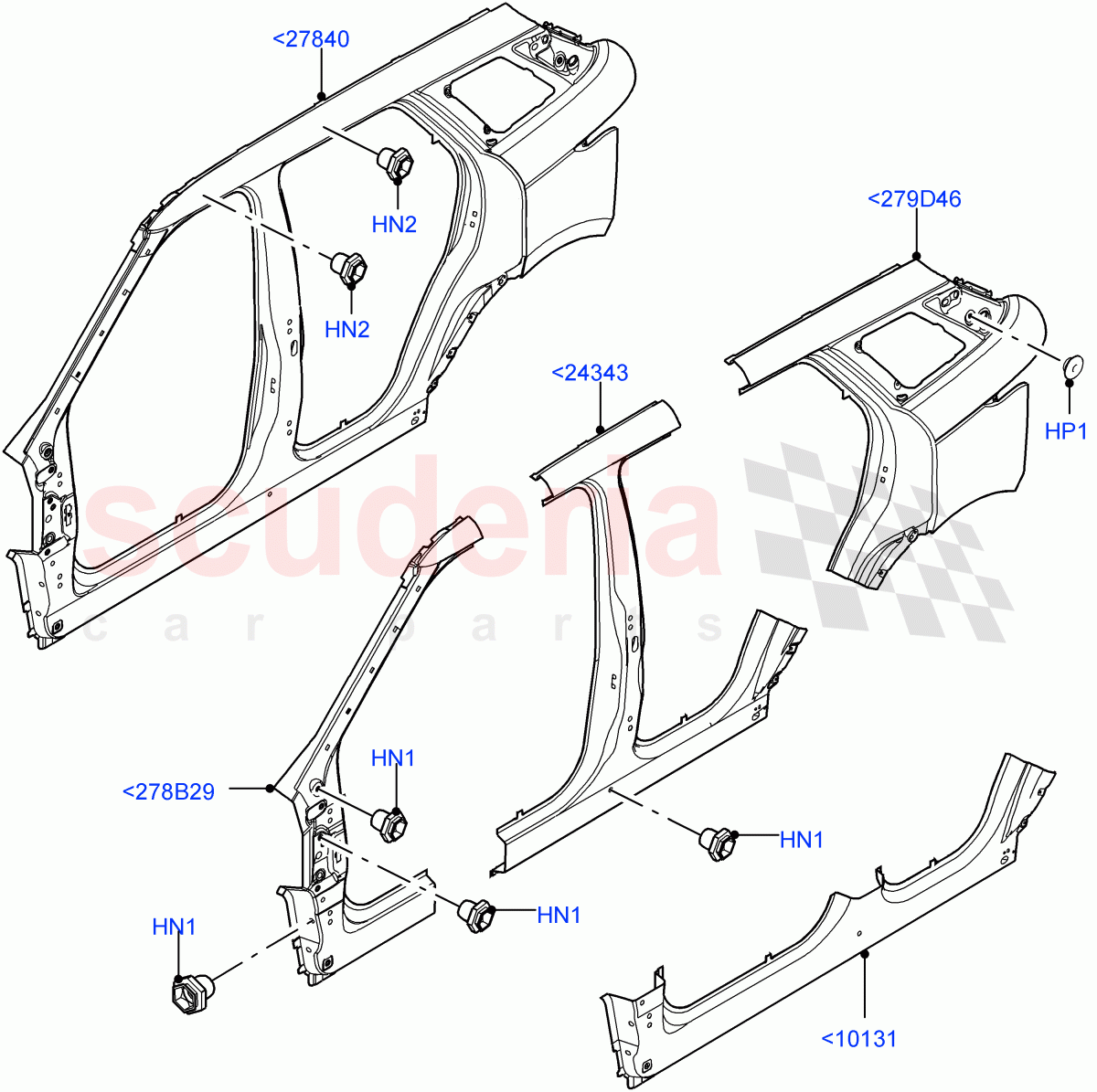 Side Panels - Outer(Halewood (UK)) of Land Rover Land Rover Range Rover Evoque (2019+) [1.5 I3 Turbo Petrol AJ20P3]