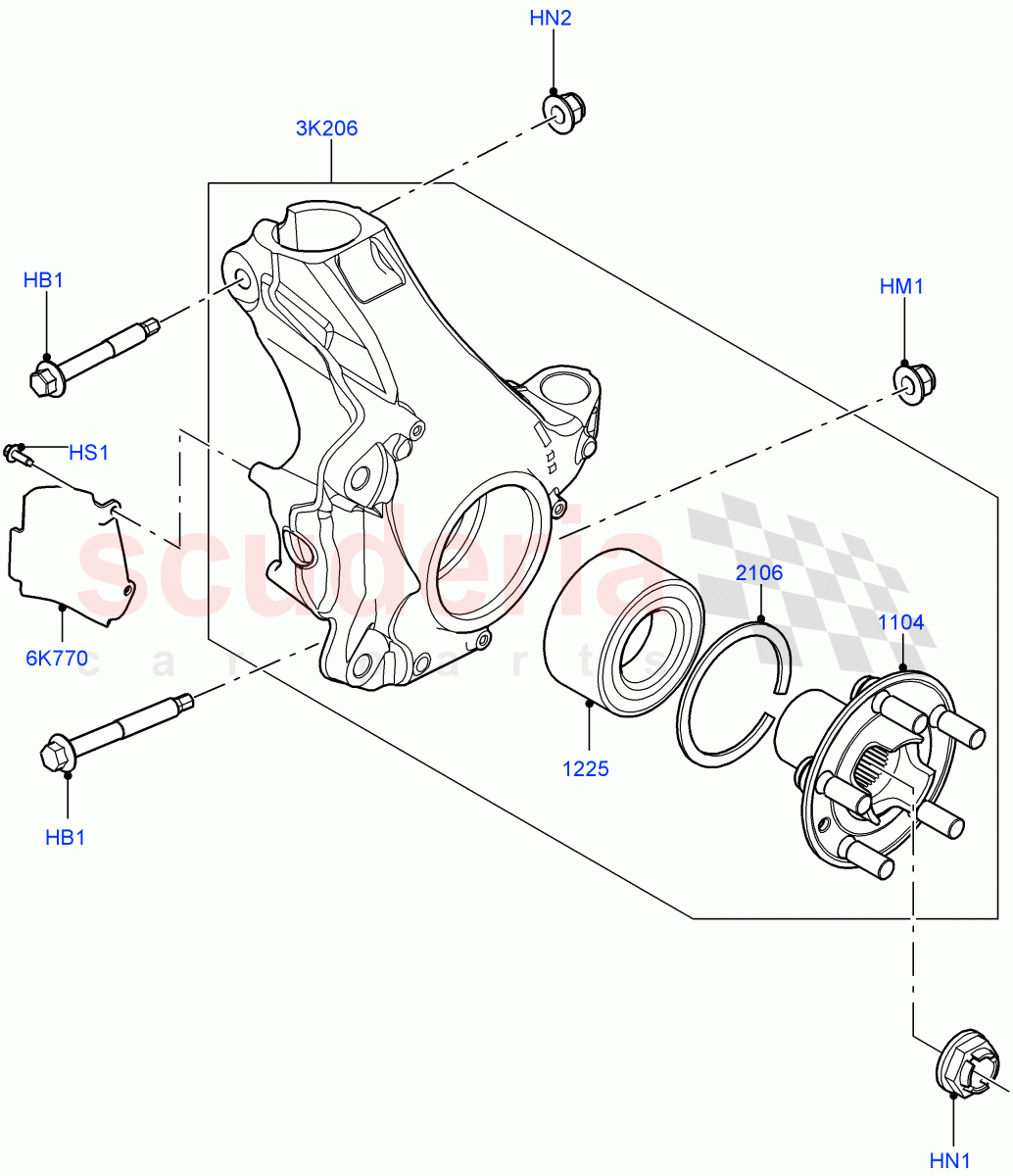 Front Knuckle And Hub(Halewood (UK)) of Land Rover Land Rover Range Rover Evoque (2019+) [2.0 Turbo Diesel]