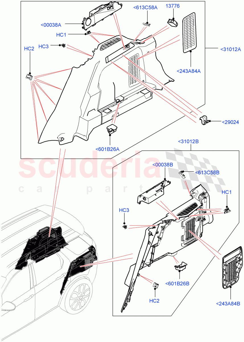 Side Trim(Itatiaia (Brazil),60/40 Load Through With Slide,Climate Control - Chiller Unit)((V)FROMHT000001) of Land Rover Land Rover Discovery Sport (2015+) [2.2 Single Turbo Diesel]