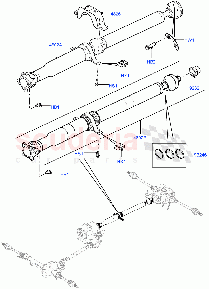 Drive Shaft - Rear Axle Drive(Propshaft)((V)TOGA999999) of Land Rover Land Rover Range Rover Sport (2014+) [3.0 DOHC GDI SC V6 Petrol]