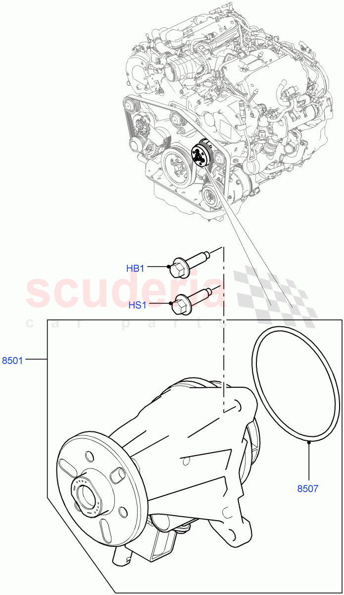 Water Pump(Main Unit, Solihull Plant Build)(3.0 V6 D Low MT ROW,3.0 V6 D Gen2 Mono Turbo,3.0 V6 D Gen2 Twin Turbo)((V)FROMFA000001) of Land Rover Land Rover Discovery 5 (2017+) [3.0 Diesel 24V DOHC TC]