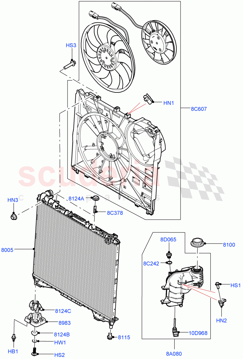Radiator/Coolant Overflow Container (Nitra Plant Build) (3.0 V6 Diesel) ((V) FROMK2000001) of Land Rover Land Rover Discovery 5 (2017+) [3.0 Diesel 24V DOHC TC]