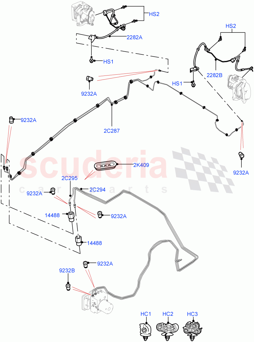 Rear Brake Pipes (Nitra Plant Build) (LHD) ((V) FROMK2000001, (V) TOL2999999) of Land Rover Land Rover Discovery 5 (2017+) [2.0 Turbo Petrol AJ200P]
