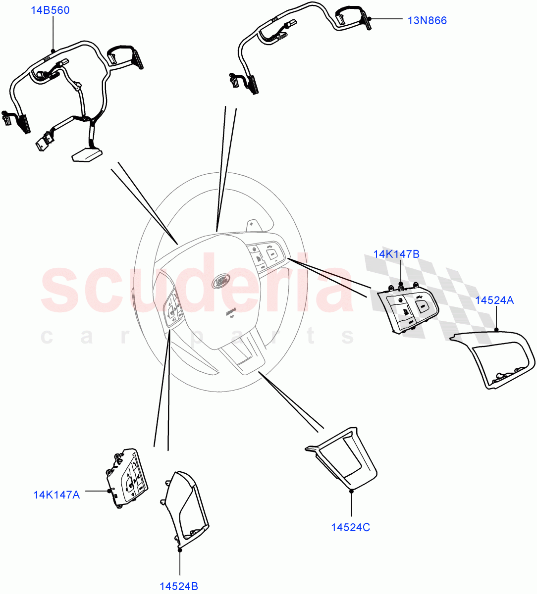 Switches(Steering Wheel)(Changsu (China))((V)FROMFG000001,(V)TOMG140568) of Land Rover Land Rover Discovery Sport (2015+) [2.0 Turbo Diesel]