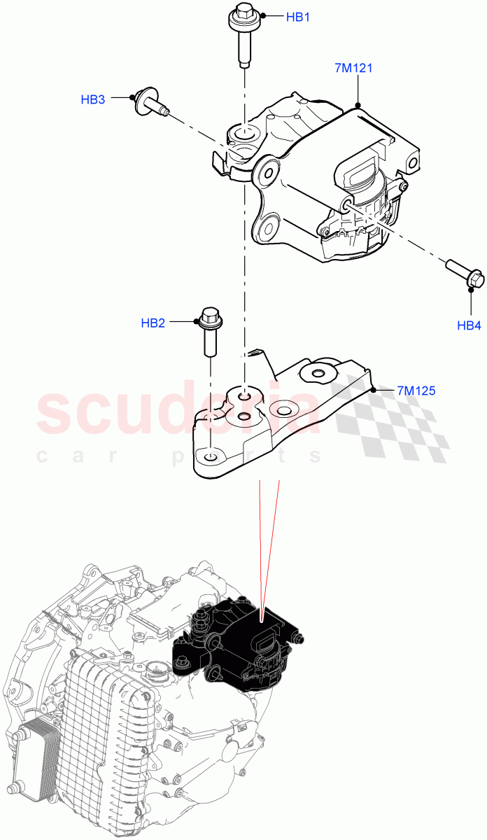 Transmission Mounting(2.0L AJ20P4 Petrol E100 PTA,9 Speed Auto Trans 9HP50,Changsu (China),2.0L AJ20P4 Petrol High PTA,2.0L AJ20P4 Petrol Mid PTA) of Land Rover Land Rover Range Rover Evoque (2019+) [2.0 Turbo Petrol AJ200P]