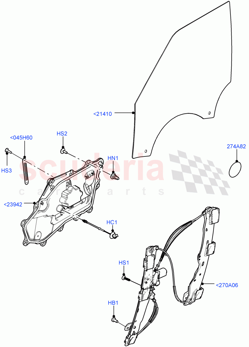 Front Door Glass & Window Controls of Land Rover Land Rover Range Rover Velar (2017+) [3.0 I6 Turbo Diesel AJ20D6]