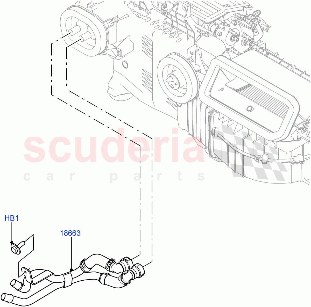 Heater Hoses (With Front Comfort Air Con (IHKA), Premium Air Conditioning-Front/Rear, 2 Zone Air Conditioning - Hybrid, Air Conditioning Hybrid-Front/Rear) ((V) TOJA999999) of Land Rover Land Rover Range Rover Sport (2014+) [4.4 DOHC Diesel V8 DITC]
