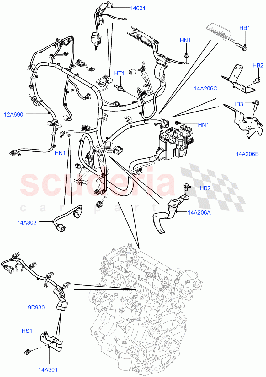 Electrical Wiring - Engine And Dash(Engine)(2.0L 16V TIVCT T/C Gen2 Petrol,Halewood (UK),2.0L 16V TIVCT T/C 240PS Petrol) of Land Rover Land Rover Range Rover Evoque (2012-2018) [2.0 Turbo Diesel]