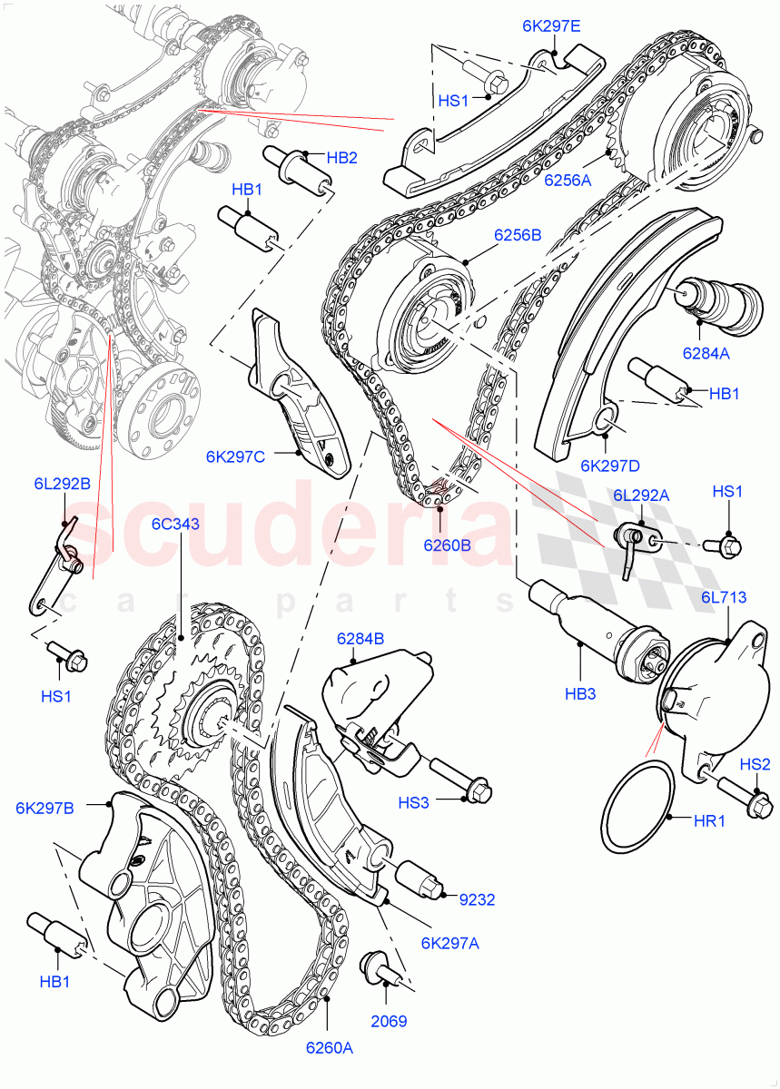 Timing Gear (Solihull Plant Build) (2.0L I4 Mid DOHC AJ200 Petrol, 2.0L I4 High DOHC AJ200 Petrol, 2.0L AJ200P Hi PHEV) ((V) FROMHA000001) of Land Rover Land Rover Discovery 5 (2017+) [2.0 Turbo Petrol AJ200P]