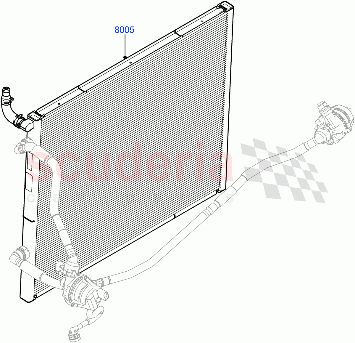 Radiator/Coolant Overflow Container(Water Charge Air Cooler)(4.4 V8 Turbo Petrol (NC10)) of Land Rover Land Rover Range Rover (2022+) [4.4 V8 Turbo Petrol NC10]