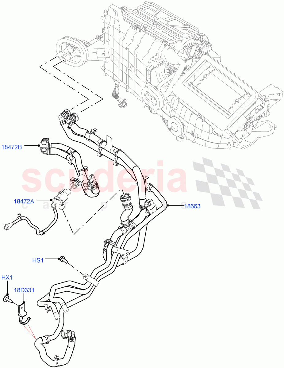 Heater Hoses(2.0L I4 High DOHC AJ200 Petrol,Fuel Heater W/Pk Heat With Remote,2.0L I4 Mid DOHC AJ200 Petrol) of Land Rover Land Rover Range Rover Velar (2017+) [5.0 OHC SGDI SC V8 Petrol]