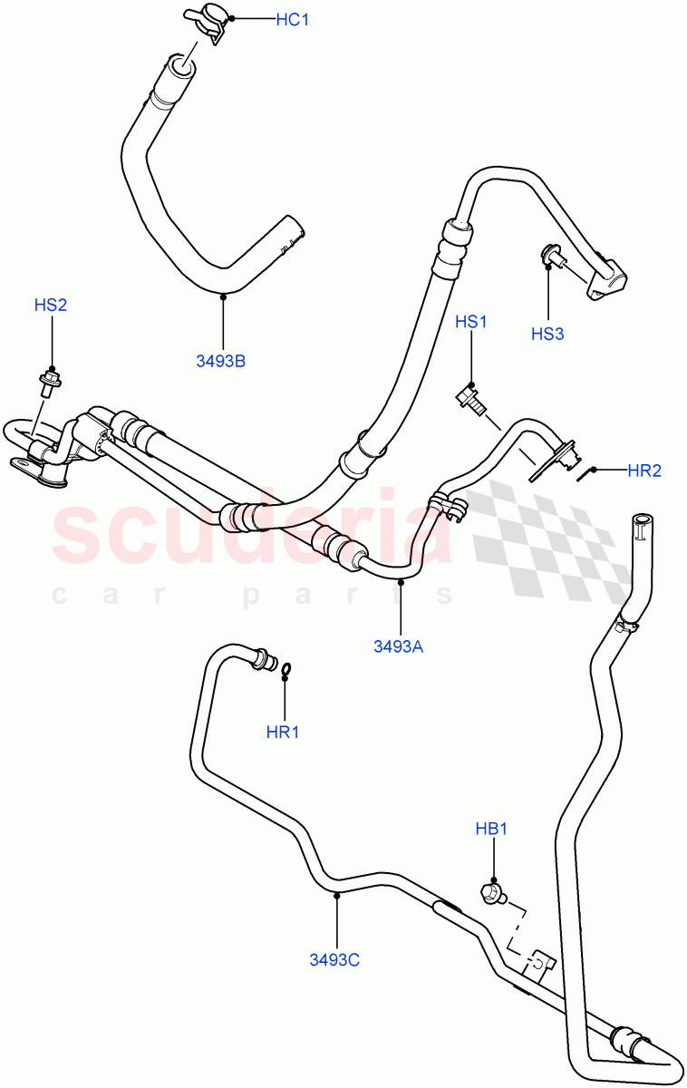 Supply & Return Hoses - Power Strg(3.6L V8 32V DOHC EFi Diesel Lion)((V)FROM7A000001,(V)TO9A999999) of Land Rover Land Rover Range Rover Sport (2005-2009) [3.6 V8 32V DOHC EFI Diesel]