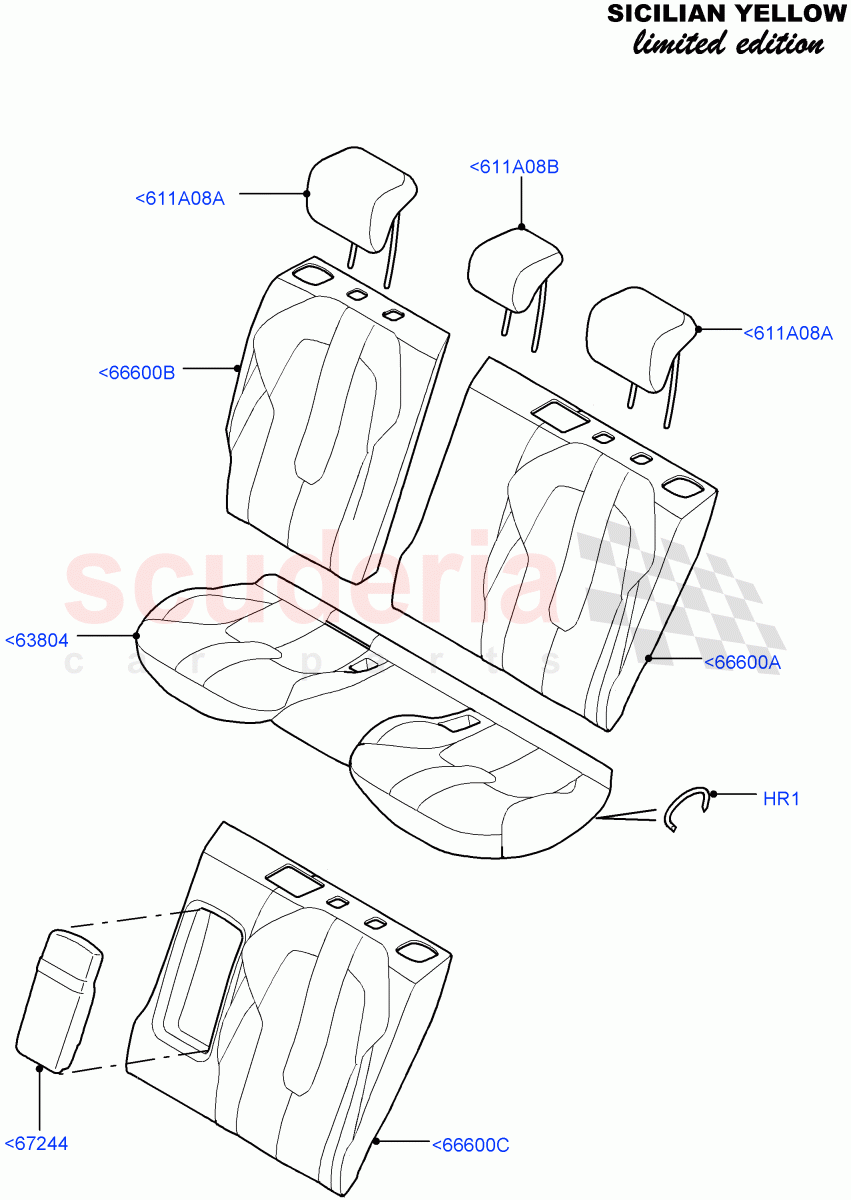 Rear Seat Covers(Sicilian Yellow Limited Edition,Halewood (UK))((V)FROMDH000001) of Land Rover Land Rover Range Rover Evoque (2012-2018) [2.2 Single Turbo Diesel]