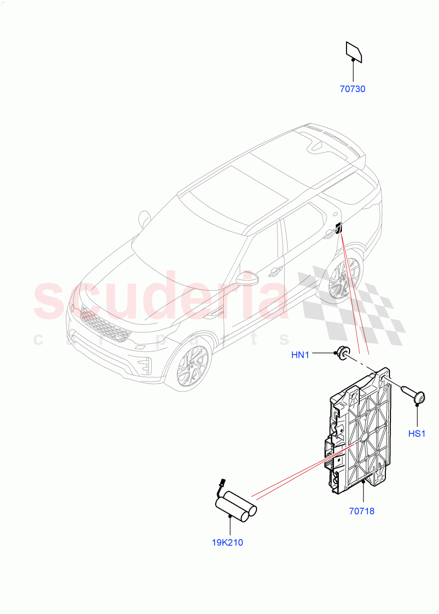 Telematics(Telematics Control Unit, Nitra Plant Build)(TCU Module - Russia,TCU Module - China,TCU Module - ROW,TCU Module - NAS,TCU Module - Turkey)((V)FROMK2000001) of Land Rover Land Rover Discovery 5 (2017+) [2.0 Turbo Petrol AJ200P]