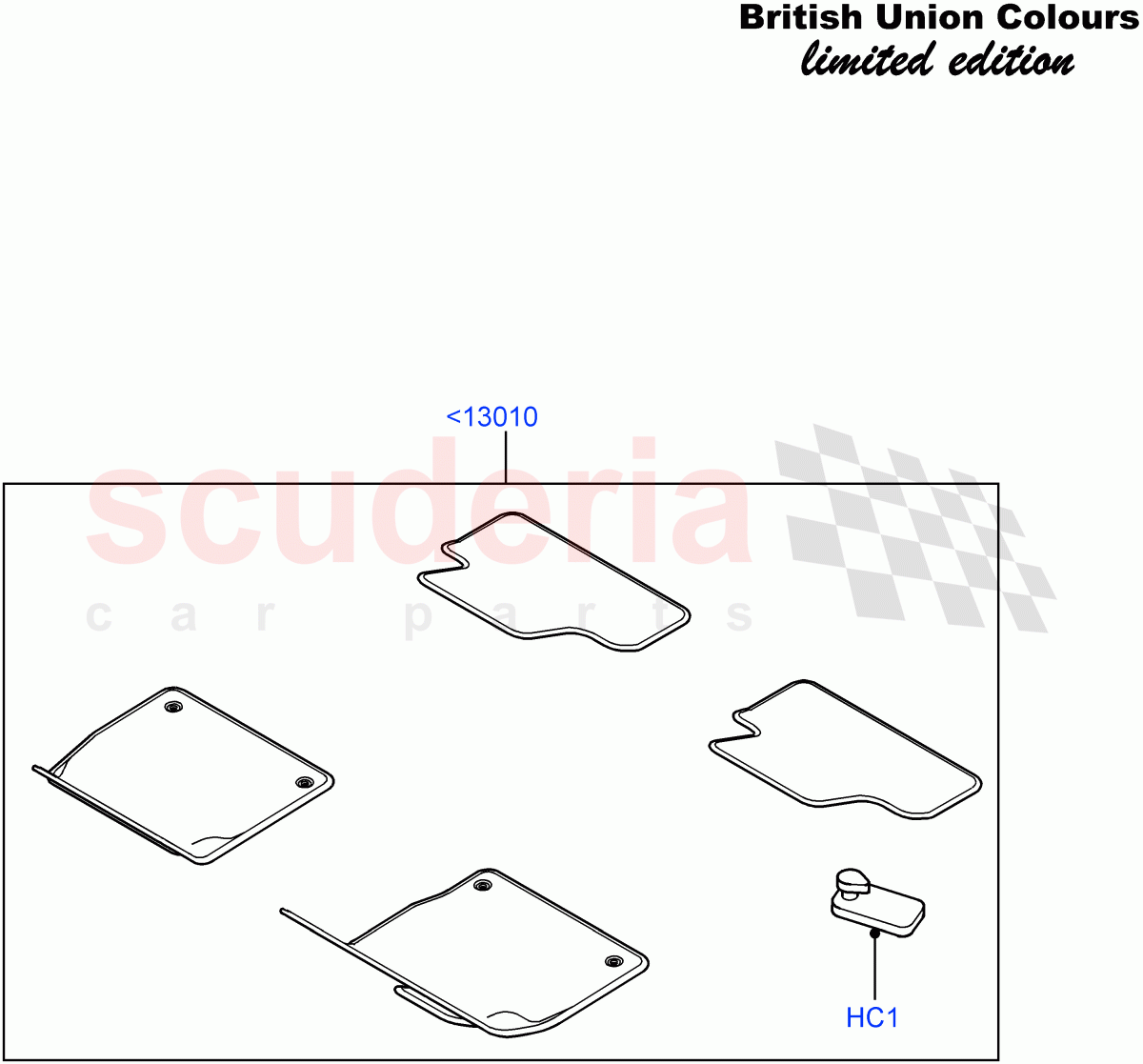 Floor Trim(Halewood (UK),Front Floor Mats-Union Flag Red,Front Floor Mats-Union Flag Cirrus)((V)FROMFH000001) of Land Rover Land Rover Range Rover Evoque (2012-2018) [2.2 Single Turbo Diesel]