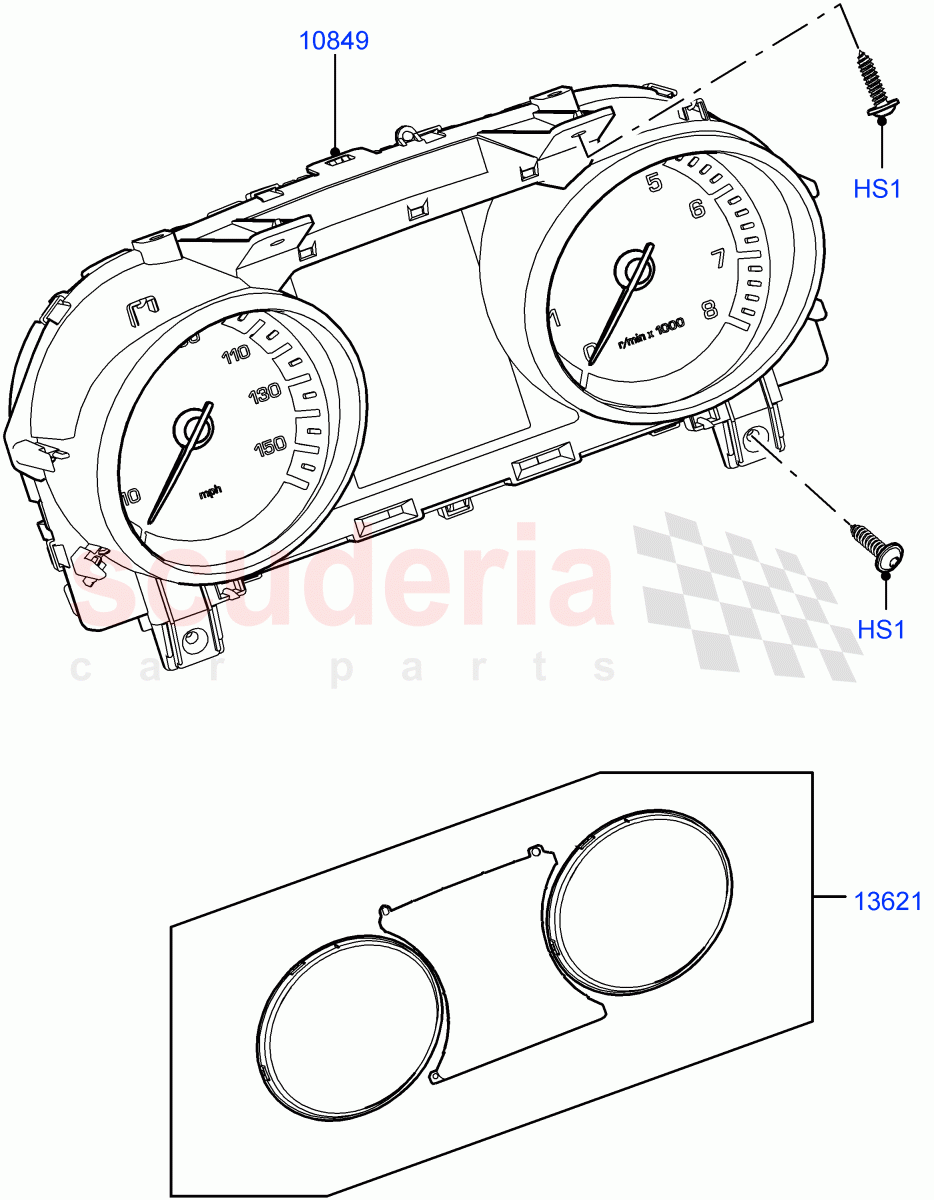 Instrument Cluster(Solihull Plant Build)((V)FROMHA000001,(V)TOHA999999) of Land Rover Land Rover Discovery 5 (2017+) [2.0 Turbo Petrol AJ200P]