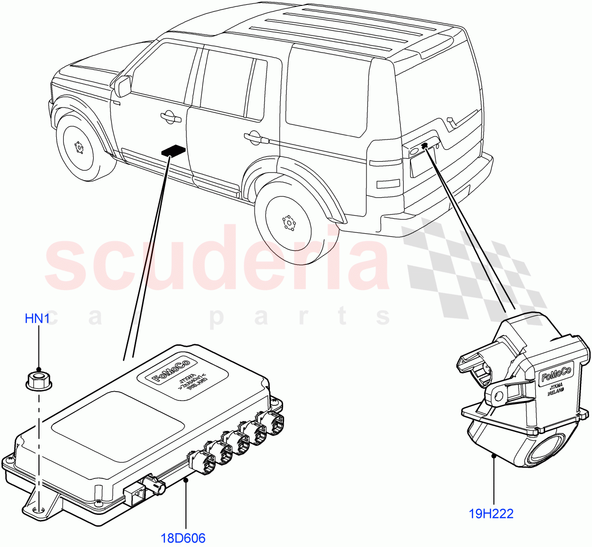 Camera Equipment(Rear)((V)FROMAA000001,(V)TODA999999) of Land Rover Land Rover Discovery 4 (2010-2016) [3.0 Diesel 24V DOHC TC]