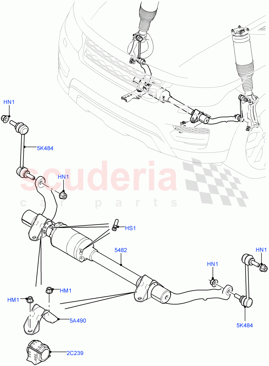 Front Cross Member & Stabilizer Bar (Active Stabilizer Bar) (Sport Suspension w/ARC, Electronic Air Suspension With ACE) ((V) FROMKA000001) of Land Rover Land Rover Range Rover Sport (2014+) [3.0 I6 Turbo Diesel AJ20D6]