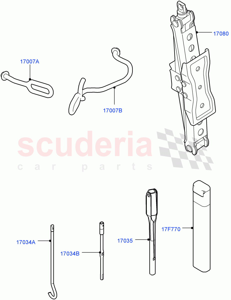 Tools(Nitra Plant Build)(19" Full Size Spare Wheel,21" Full Size Spare Wheel,With Mini Alloy Spare Wheel,20" Full Size Spare Wheel,22" Full Size Spare Wheel)((V)FROMK2000001,(V)TOL2421192) of Land Rover Land Rover Discovery 5 (2017+) [3.0 I6 Turbo Petrol AJ20P6]