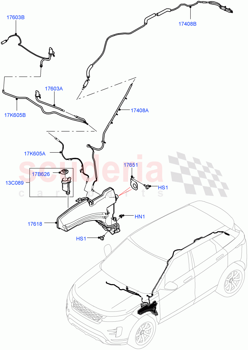 Windscreen Washer(Changsu (China)) of Land Rover Land Rover Range Rover Evoque (2019+) [2.0 Turbo Petrol AJ200P]