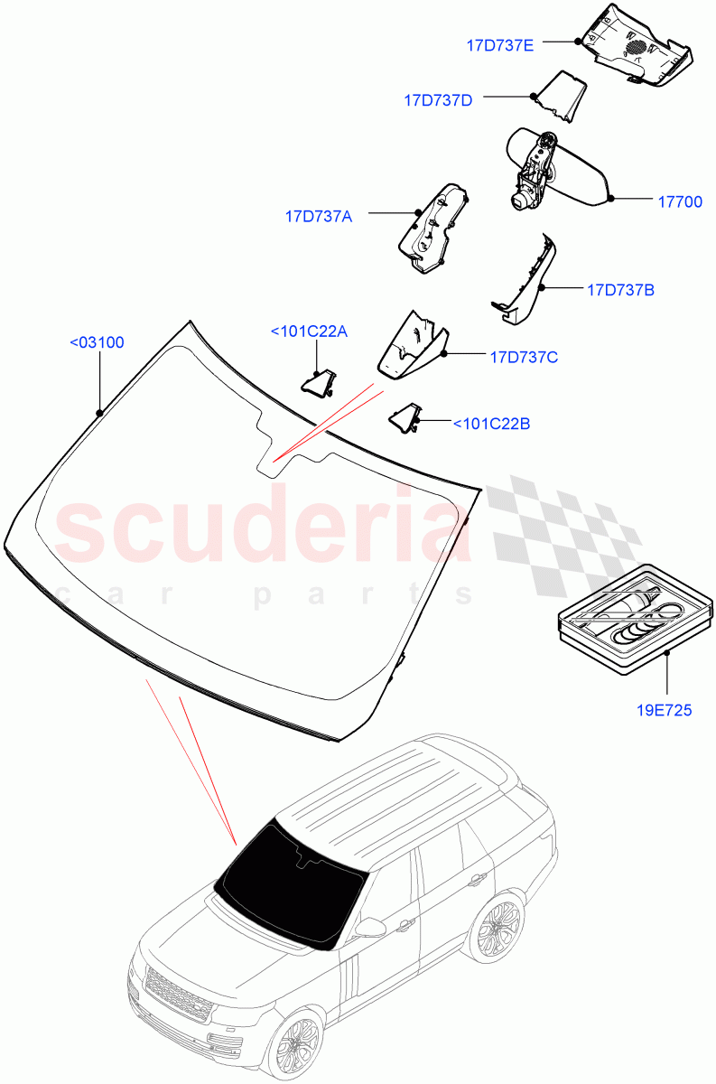 Windscreen/Inside Rear View Mirror of Land Rover Land Rover Range Rover (2012-2021) [3.0 I6 Turbo Diesel AJ20D6]