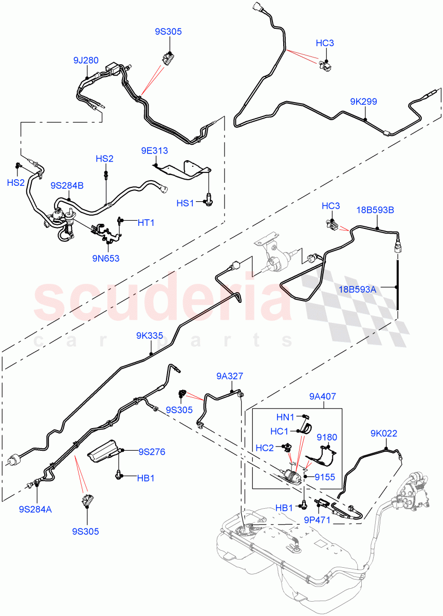 Fuel Lines (2.0L AJ20P4 Petrol E100 PTA, Halewood (UK)) ((V) FROMLH000001) of Land Rover Land Rover Discovery Sport (2015+) [2.0 Turbo Petrol AJ200P]