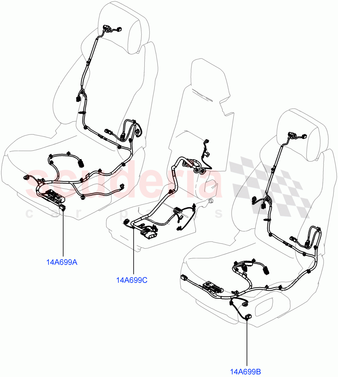 Wiring - Seats (Front Seats) ((V) FROMP2000001) of Land Rover Land Rover Defender (2020+) [3.0 I6 Turbo Petrol AJ20P6]