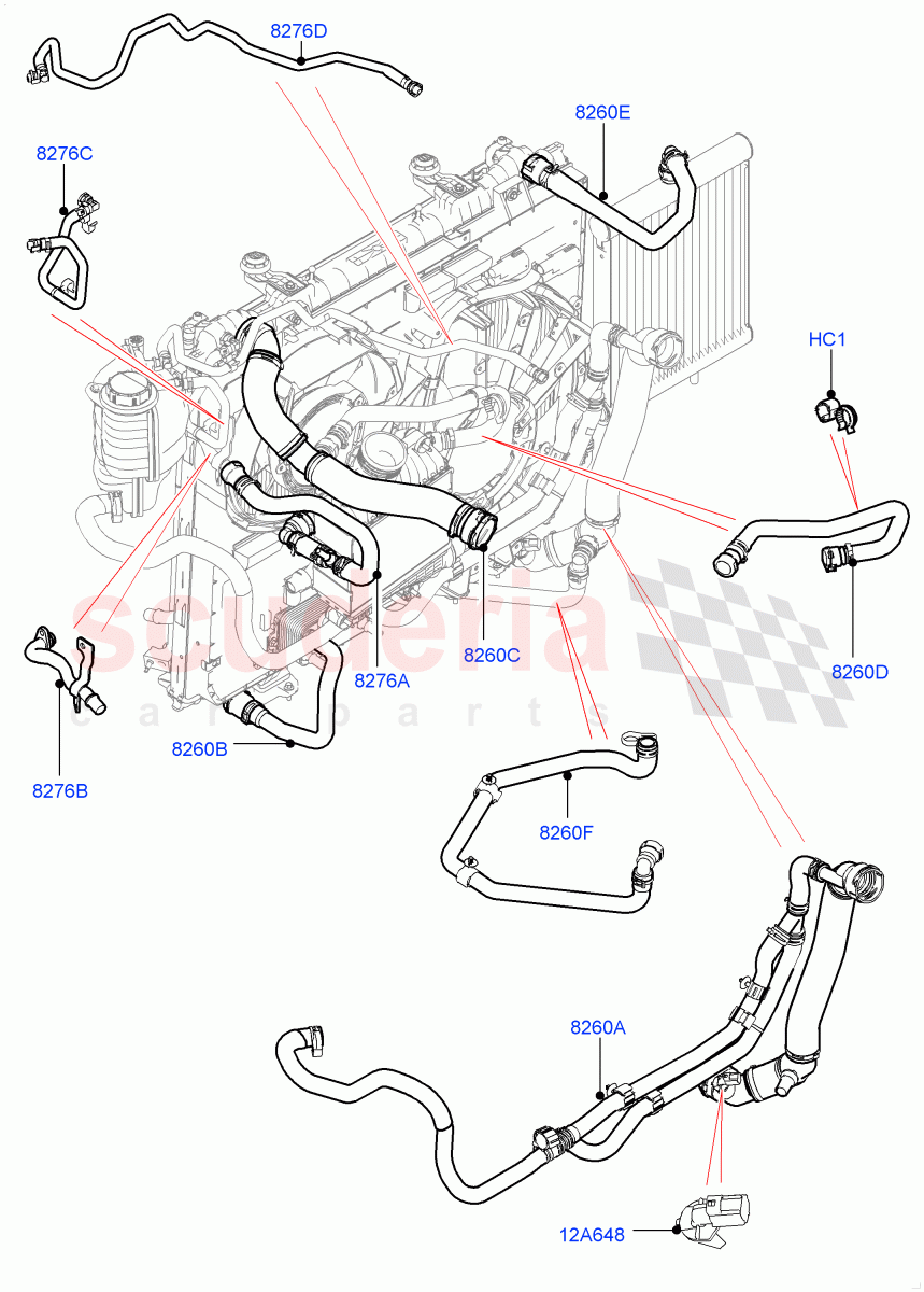 Cooling System Pipes And Hoses(Solihull Plant Build)(2.0L I4 DSL HIGH DOHC AJ200,With Standard Engine Cooling System)((V)FROMKA000001) of Land Rover Land Rover Discovery 5 (2017+) [2.0 Turbo Diesel]