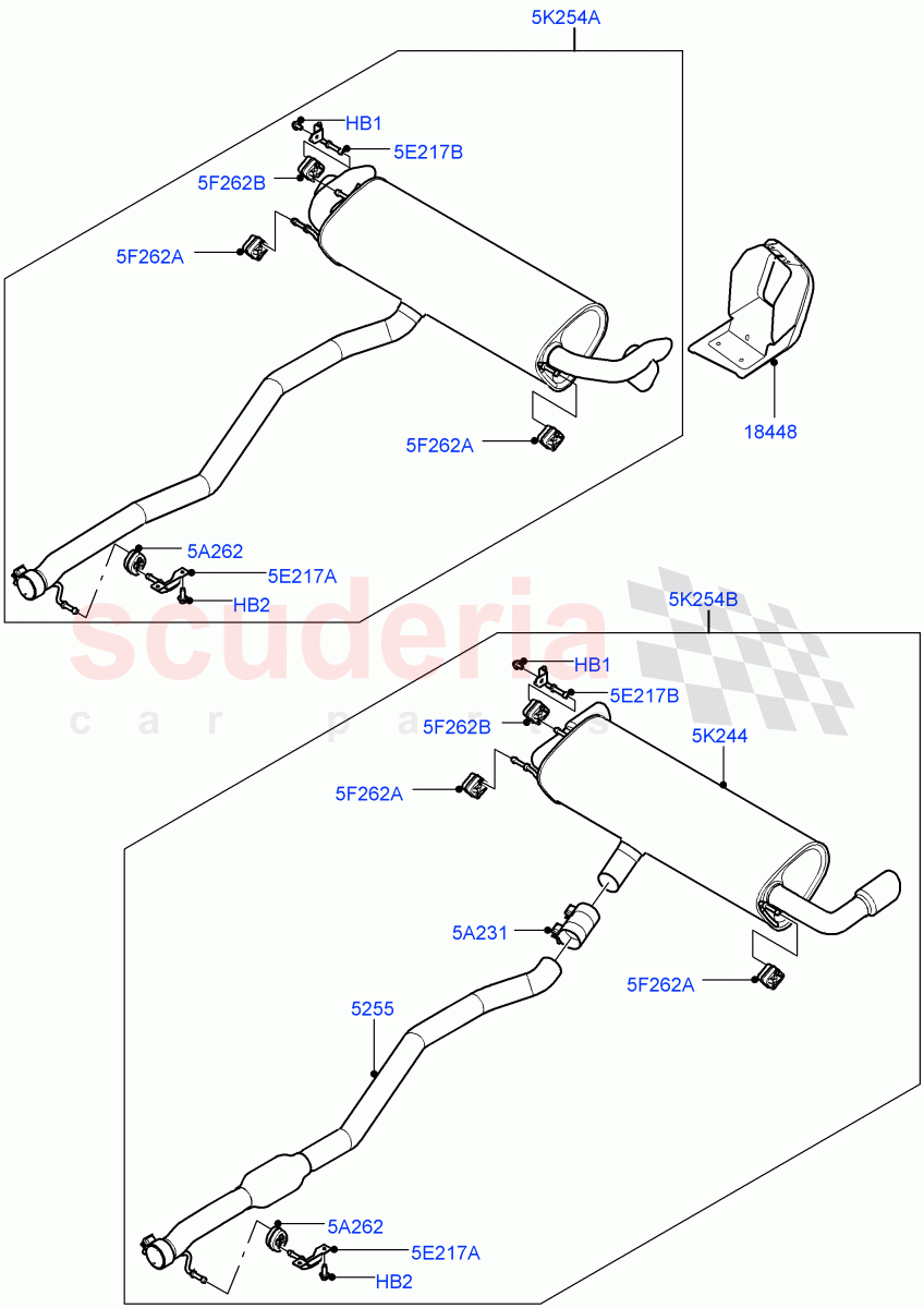 Exhaust System (2.0L 16V TIVCT T/C Gen2 Petrol, Changsu (China), 2.0L 16V TIVCT T/C 240PS Petrol) ((V) FROMEG000001) of Land Rover Land Rover Range Rover Evoque (2012-2018) [2.0 Turbo Petrol GTDI]