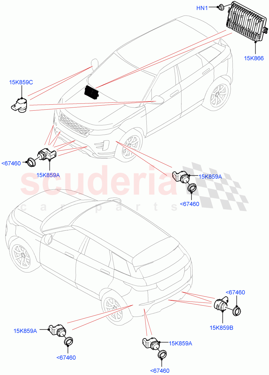 Parking Distance Control(Itatiaia (Brazil)) of Land Rover Land Rover Range Rover Evoque (2019+) [2.0 Turbo Petrol AJ200P]