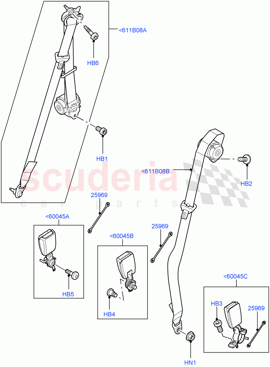 Rear Seat Belts((V)FROMAA000001) of Land Rover Land Rover Range Rover Sport (2010-2013) [5.0 OHC SGDI SC V8 Petrol]