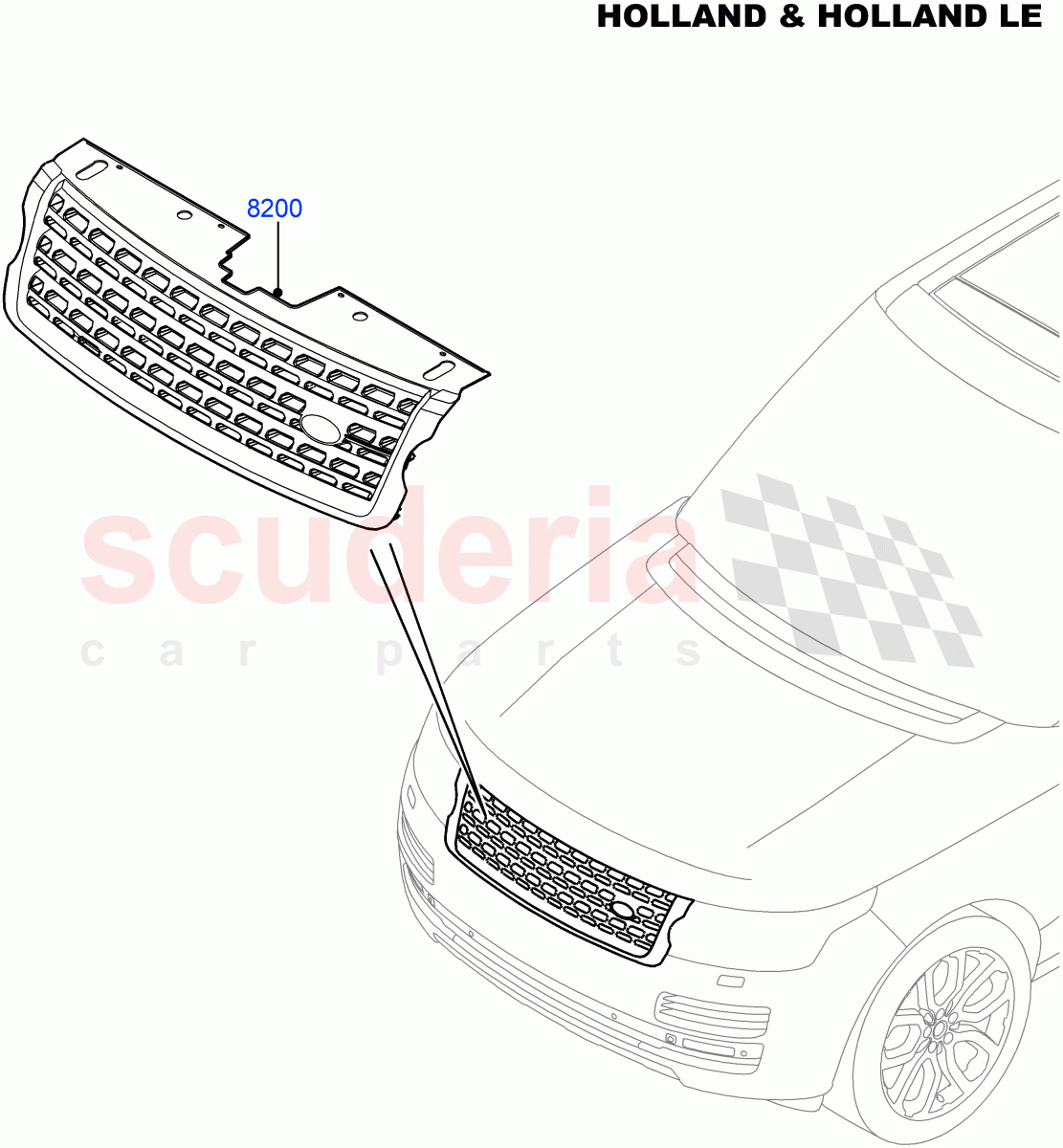 Radiator Grille And Front Bumper(Holland & Holland LE)((V)FROMFA000001,(V)TOHA999999) of Land Rover Land Rover Range Rover (2012-2021) [5.0 OHC SGDI SC V8 Petrol]