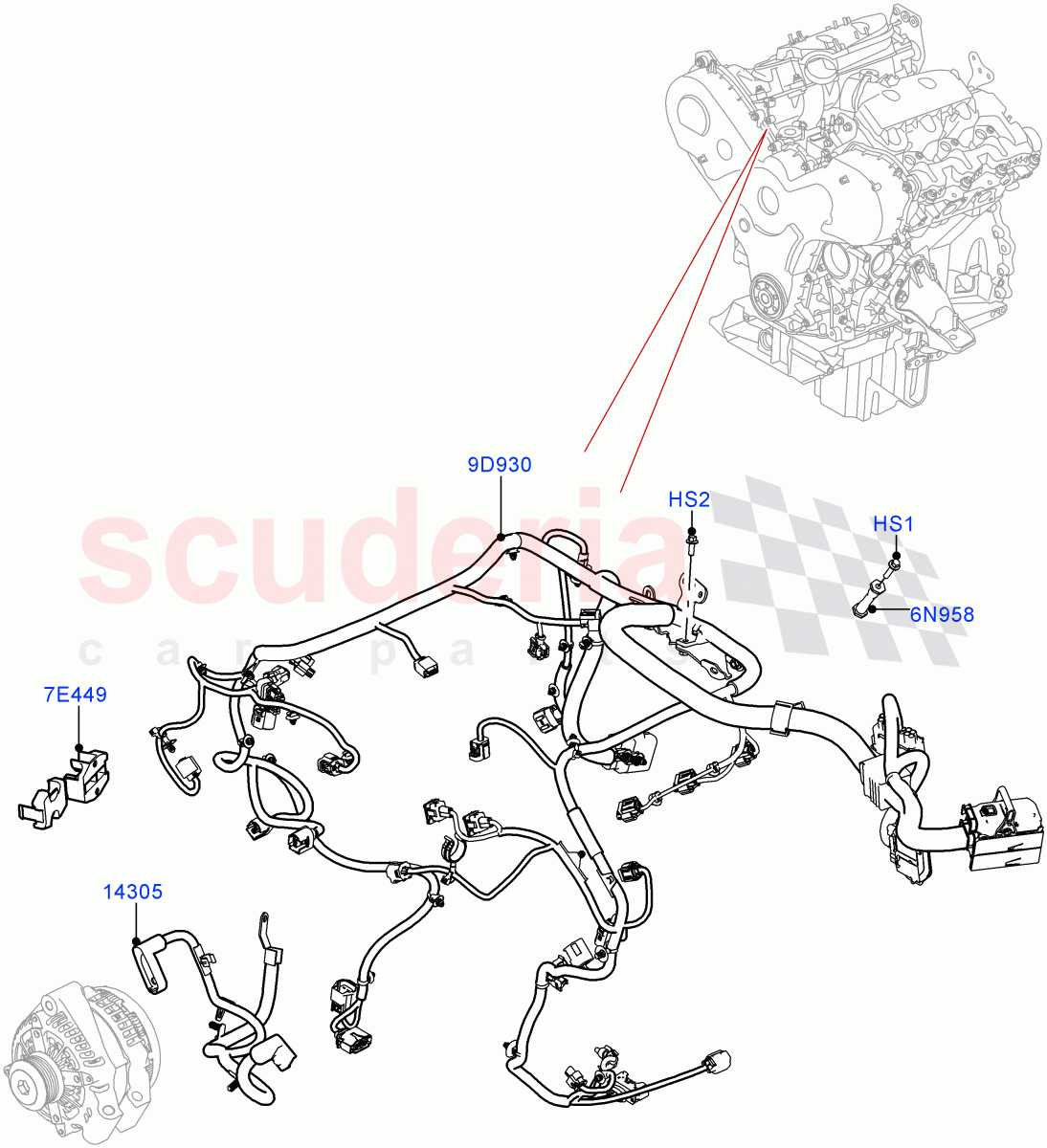 Electrical Wiring - Engine And Dash(3.0 V6 D Low MT ROW)((V)FROMHA000001) of Land Rover Land Rover Range Rover Sport (2014+) [2.0 Turbo Diesel]