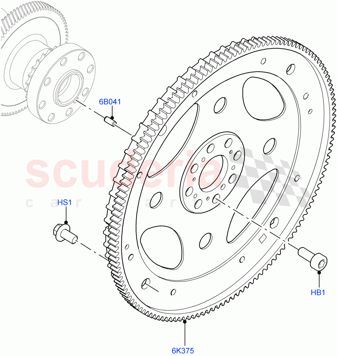 Flywheel (2.0L AJ21D4 Diesel Mid) ((V) FROMMA000001) of Land Rover Land Rover Range Rover Velar (2017+) [2.0 Turbo Diesel AJ21D4]