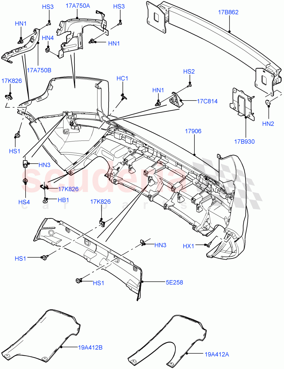 Rear Bumper(Itatiaia (Brazil),Non Sport/Dynamic)((V)FROMGT000001) of Land Rover Land Rover Range Rover Evoque (2012-2018) [2.0 Turbo Petrol AJ200P]