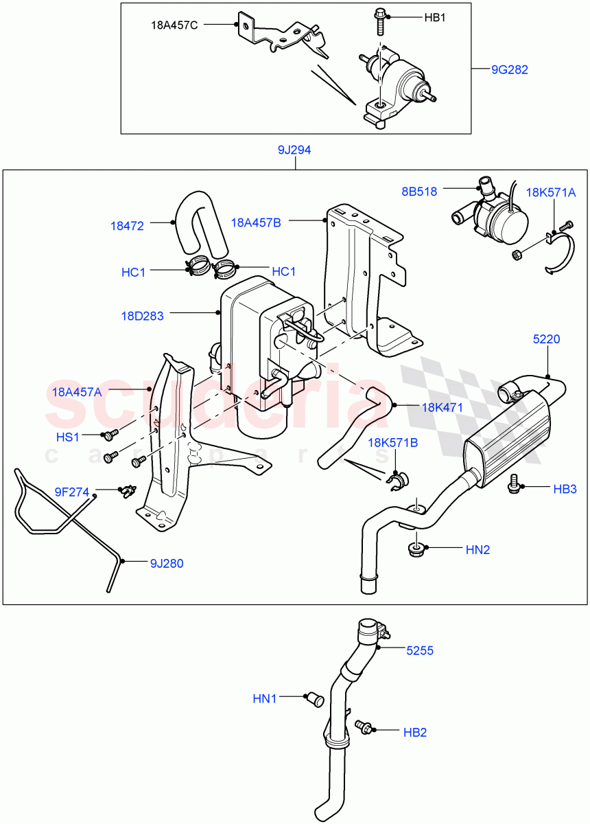 Auxiliary Fuel Fired Pre-Heater (Page B) (With Fuel Fired Heater) ((V) FROMAA000001) of Land Rover Land Rover Range Rover Sport (2010-2013) [3.0 Diesel 24V DOHC TC]