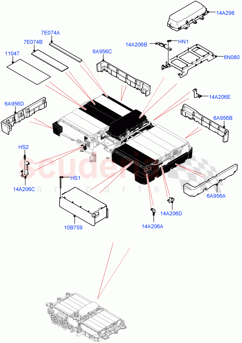 Hybrid Electrical Modules(Traction Battery Modules)(Changsu (China),Electric Engine Battery-PHEV)((V)FROMKG446857) of Land Rover Land Rover Discovery Sport (2015+) [1.5 I3 Turbo Petrol AJ20P3]