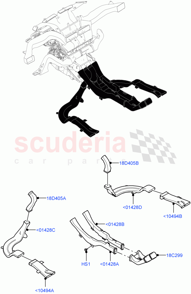 Air Vents, Louvres And Ducts(Internal Components, 2nd Row)(Changsu (China)) of Land Rover Land Rover Range Rover Evoque (2019+) [1.5 I3 Turbo Petrol AJ20P3]