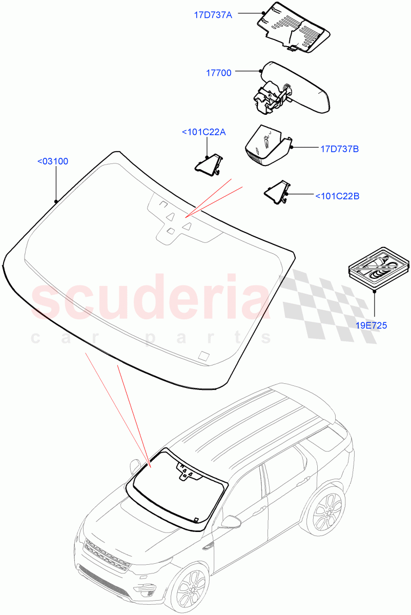 Windscreen/Inside Rear View Mirror(Itatiaia (Brazil))((V)FROMGT000001) of Land Rover Land Rover Discovery Sport (2015+) [2.0 Turbo Petrol GTDI]