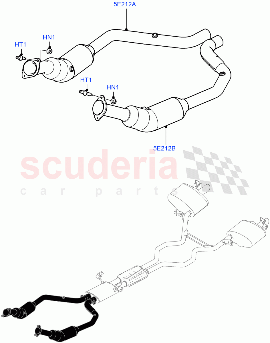 Exhaust System (Front Section) (5.0L OHC SGDI SC V8 Petrol - AJ133) ((V) TOHA999999) of Land Rover Land Rover Range Rover Sport (2014+) [5.0 OHC SGDI SC V8 Petrol]