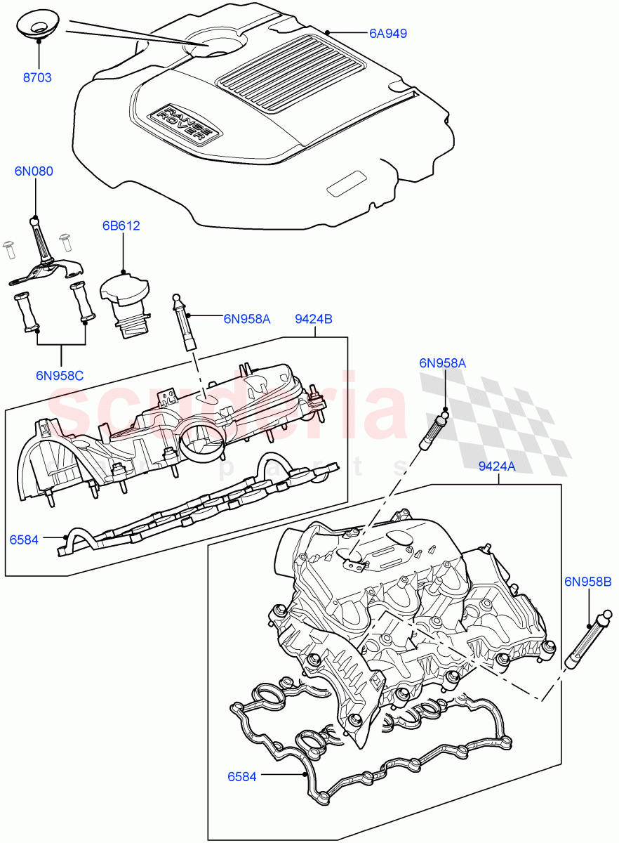 Inlet Manifold(Solihull Plant Build)(3.0 V6 Diesel)((V)FROMAA000001) of Land Rover Land Rover Range Rover (2012-2021) [3.0 Diesel 24V DOHC TC]