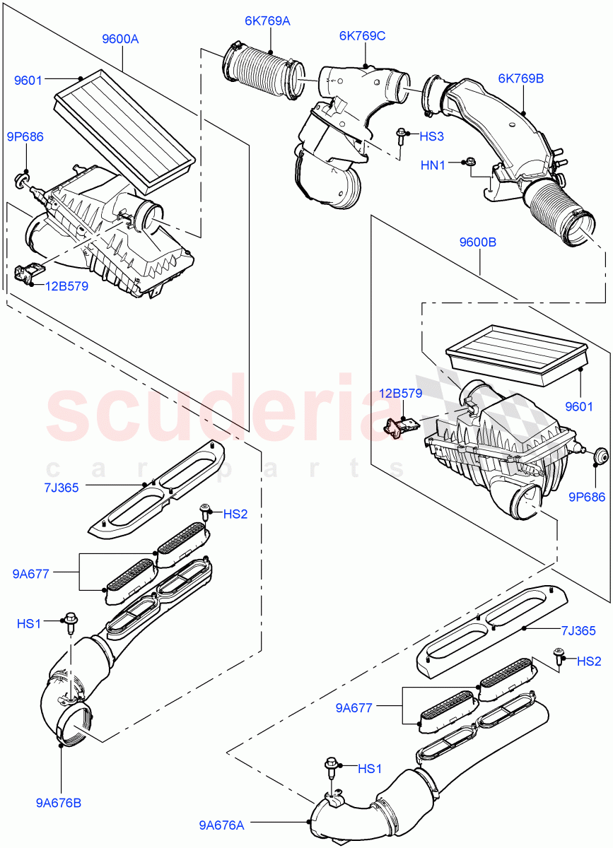 Air Cleaner(3.0L AJ20P6 Petrol High)((V)FROMKA000001) of Land Rover Land Rover Range Rover (2012-2021) [3.0 I6 Turbo Petrol AJ20P6]