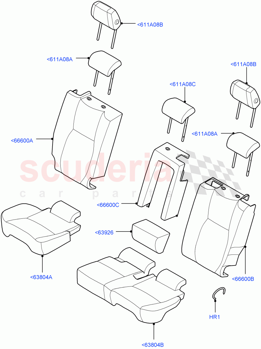 Rear Seat Covers(Grained Cloth,Halewood (UK),60/40 Load Through With Slide)((V)FROMLH000001) of Land Rover Land Rover Discovery Sport (2015+) [2.0 Turbo Petrol GTDI]