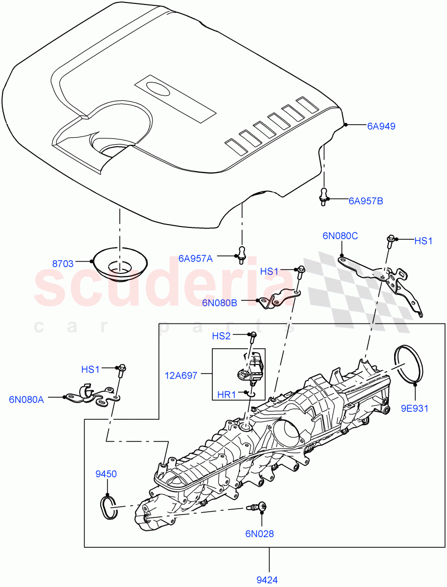 Inlet Manifold(Nitra Plant Build)(3.0L AJ20D6 Diesel High)((V)FROMM2000001) of Land Rover Land Rover Discovery 5 (2017+) [3.0 I6 Turbo Diesel AJ20D6]